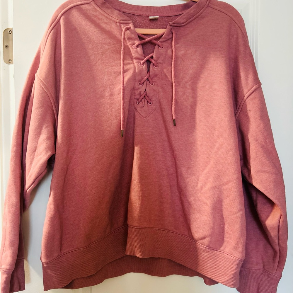 Old Navy Women's Lace-Up Pink Sweatshirt